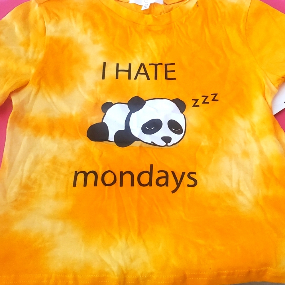 XS Orange tie dye Panda Bear Graphic tshirt